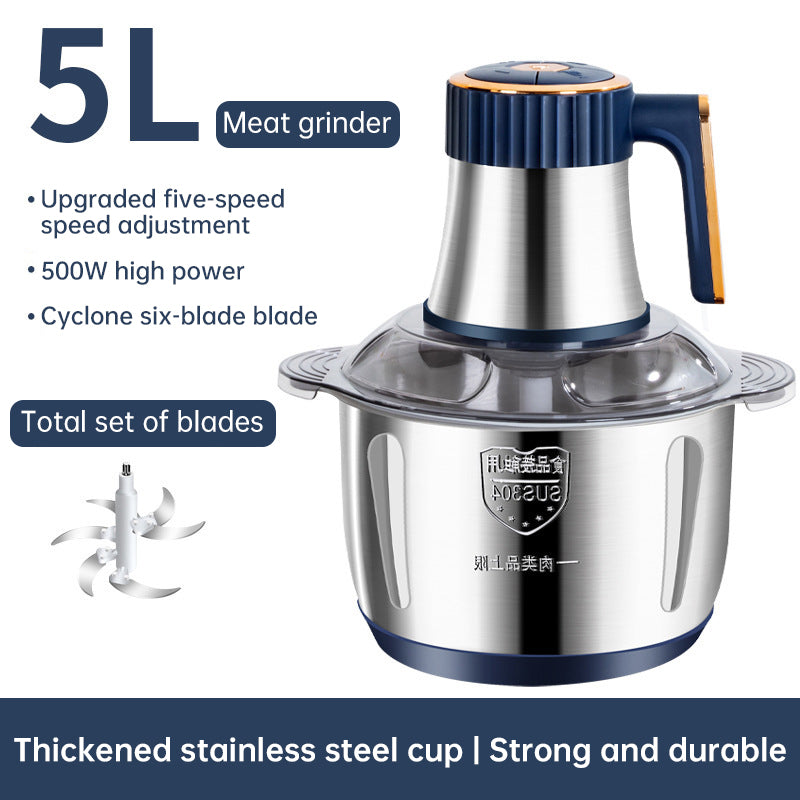 Electric Meat Grinders, 5L Food Processor, Stainless Steel Multifunctional Vegetable Slicer, Kitchen Chopper & Mixer