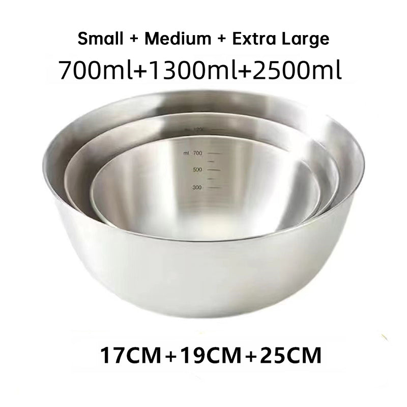 Golden mixing bowls for cooking, baking, noodles, and salads.