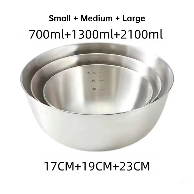Golden mixing bowls for cooking, baking, noodles, and salads.