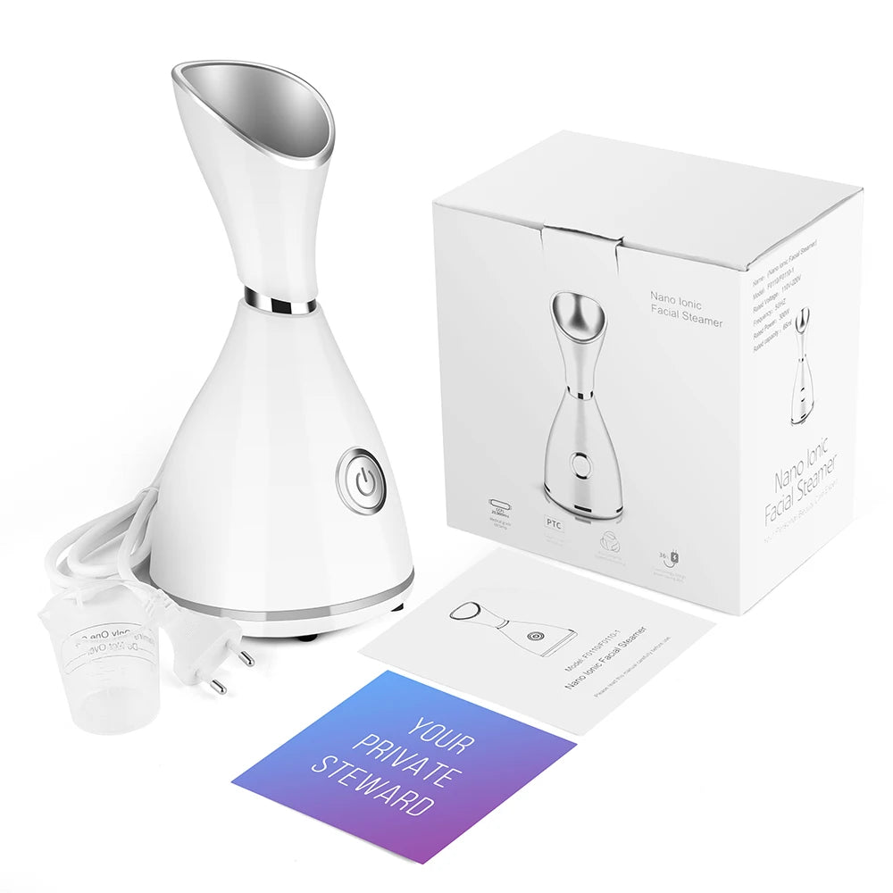 US EU AU Plug Facial Steamer Cleaner Nano Ionic Facial Deep Cleaning Hot Steamer Face Sprayer Machine Beauty Face Steam Device