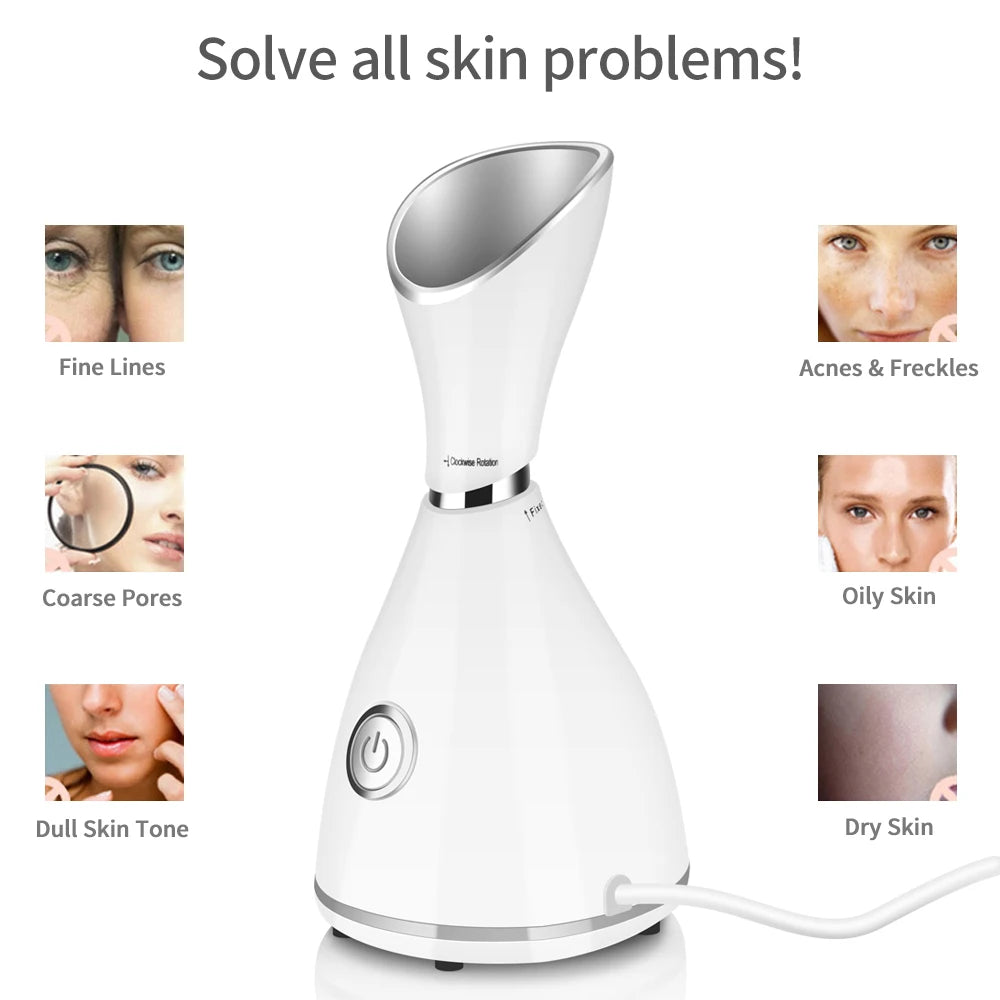 US EU AU Plug Facial Steamer Cleaner Nano Ionic Facial Deep Cleaning Hot Steamer Face Sprayer Machine Beauty Face Steam Device